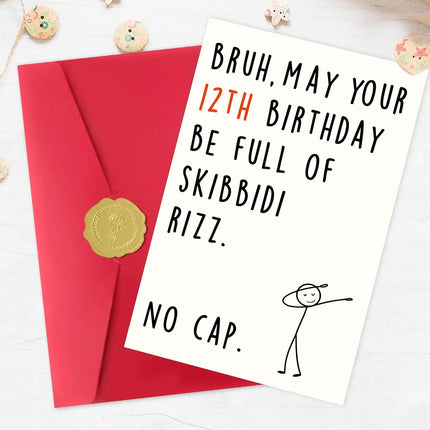 12th Birthday Card with Funny Teen Slang Design