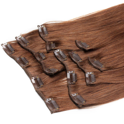 Hair Extensions Clip in Remy Brazilian Human Hair (18''70g, #04 Medium Brown)