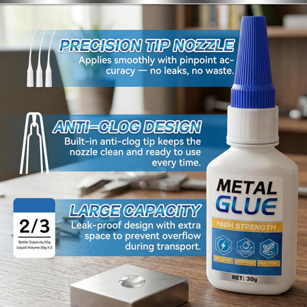 Metal Glue, Super Glue for Metal 30g Heavy Duty Instant Adhesive