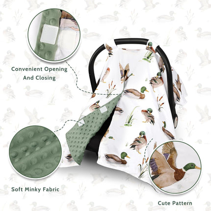 Green Peekaboo Infant Car Seat Cover for Baby Boys