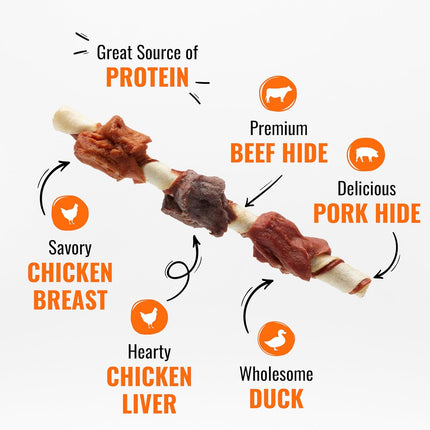 Triple Flavor Kabobs Long-Lasting Dog Treat, Beef Hide and Chicken, 24 oz