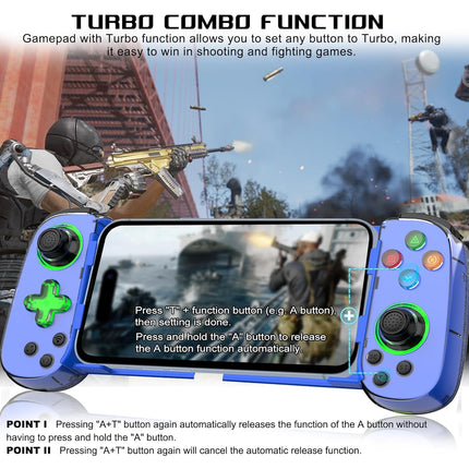 Mobile Gaming Controller with Phone Case Support & Green Light