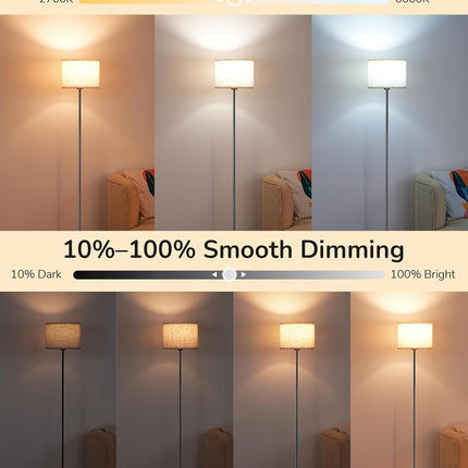 63.7 in. Modern Black Dimmable Floor Lamp with Remote and Foot Switch