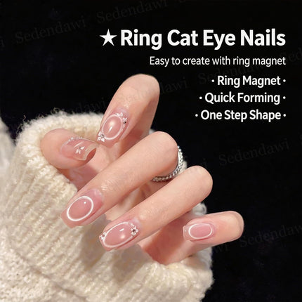 2026 Ring Shaped Cat Eye Nail Magnets, 3-in-1 Circular Gel Art Tool, 2 Pcs