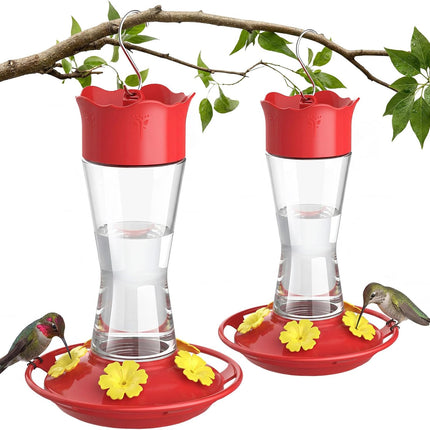2-Pack Clear Glass Hanging Hummingbird Feeders, 10 oz