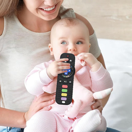 Black Silicone Baby Teether Remote Control Rattle Toy