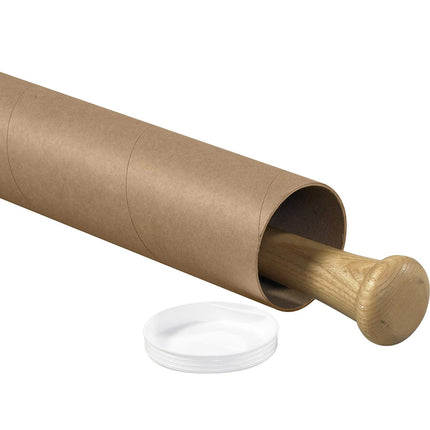 3" x 18" Kraft Mailing Tubes with Caps, Pack of 24