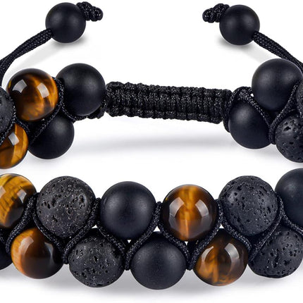 SourceToHome FuenteACasa Triple Protection Bracelet for Men Women, Genuine Premium Tiger Eye Black — Home & Lifestyle