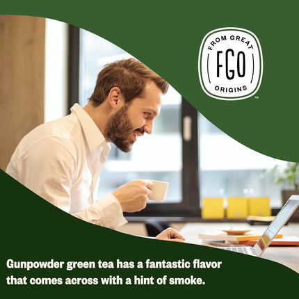 Organic Gunpowder Green Tea Loose Leaf, 453g Resealable Bulk Bag