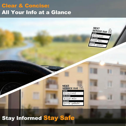 Static Cling Oil Change Windshield Reminder Stickers, 120 Pcs