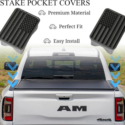 Black Bed Rail Stake Pocket Covers, 2-Piece Set