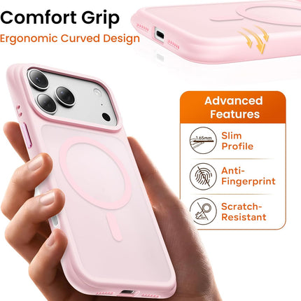 Magnetic Slim Case for 17 Pro Max 6.9-Inch, Chalk Pink