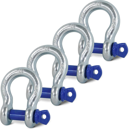 4 Pack 5/8" D Ring Shackles with 3/4" Screw Pin, 42,000 lb Break Strength