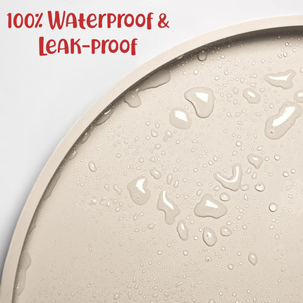 Dog Food Mat - Waterproof Silicone Feeding Mat for Food and Water Bowls, Small, White Sand