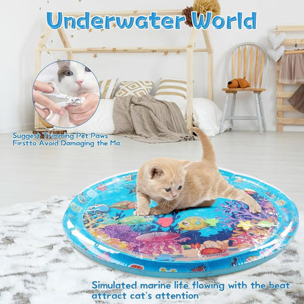 PawHaven RefugioPata Aqua Cats Water Mat with Fish,Cat Dog Water Mat,Thickened Durable Non-Slip — Pet Supplies