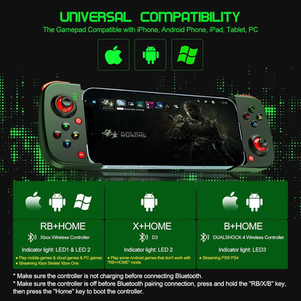 Wireless Mobile Gaming Controller with Ergonomic Phone Support