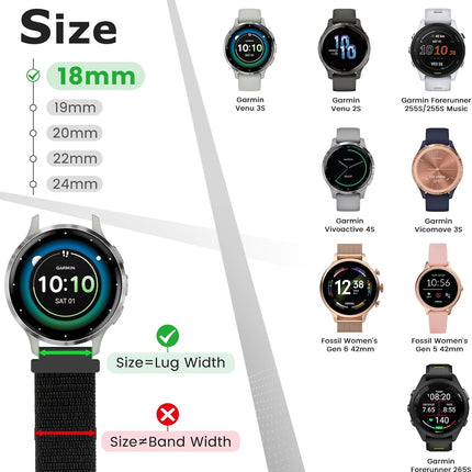 18mm Nylon Sport Quick Release Smartwatch Band