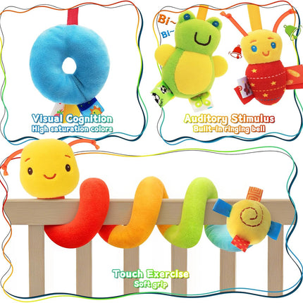 Spiral Baby Sensory Plush Hanging Toy for Car Seats, Strollers & Cribs