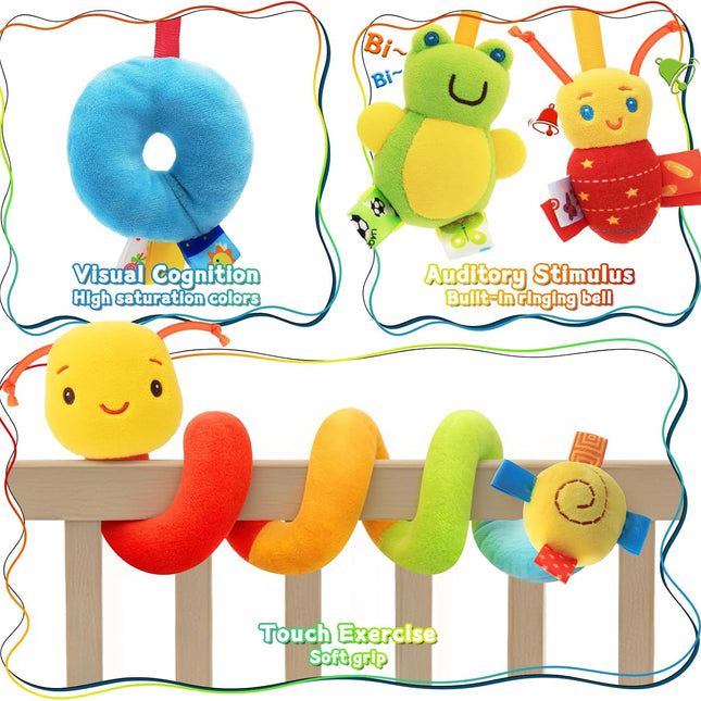 Spiral Baby Sensory Plush Hanging Toy for Car Seats, Strollers & Cribs