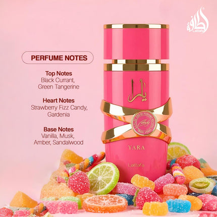 Yara Candy Eau de Parfum - Vanilla, Fruity, Citrus & Floral Fragrance for Women, 3.40 oz / 100 ml