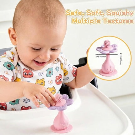 Baby Silicone Flower Teether & Rattle Toy, Pink