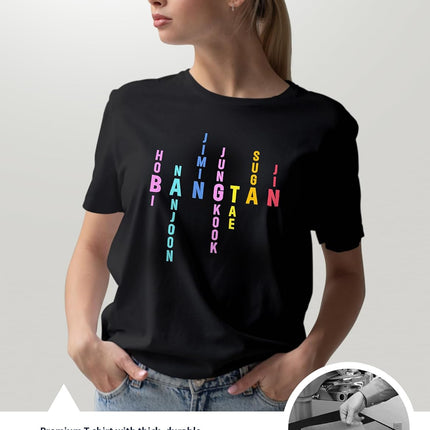 SourceToHome FuenteACasa Seven Stars Acrostic Graphic Tee - Premium Cotton Boy Band Typography — Home & Lifestyle