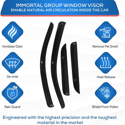 Out-Channel Window Visors for 2003-2008 Corolla, 4-Piece Rain Guard Set