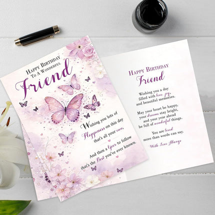 Butterfly Floral Birthday Card for Best Friend
