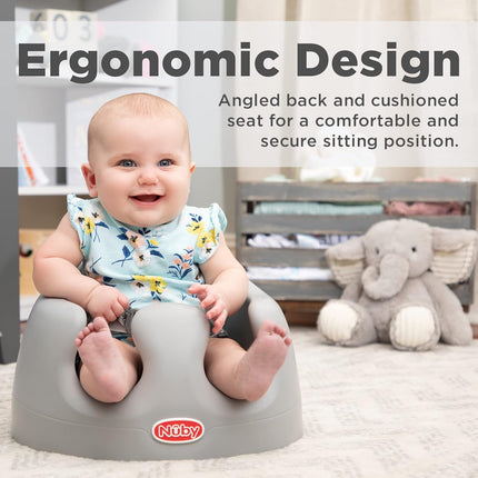 My Floor Seat Portable Baby Chair with Soft Foam Cushion, Safety Harness, and High Back Design - 4+ Months - Gray