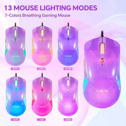 RGB Wired Clear Gaming Keyboard and Mouse Combo