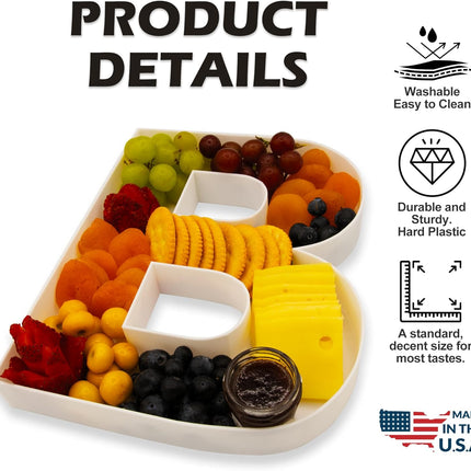 SourcetoHome 10" Reusable Plastic Box Form Tray Display for Treats, Charcuterie, Cake Pop, Candy, Charcuterie Box, Custom Charcuterie Letters Fillable - Reusable Letter Box - (White Plastic, U) - General - detail view 2