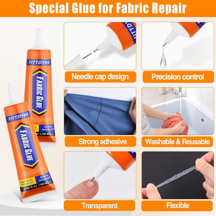Permanent Washable Clear Fabric Glue, 60 ML