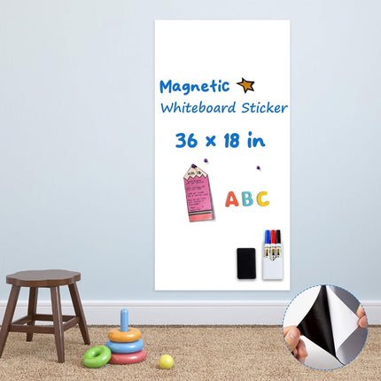Magnetic Whiteboard Sticker with Adhesive Backing, 36 x 18 in.
