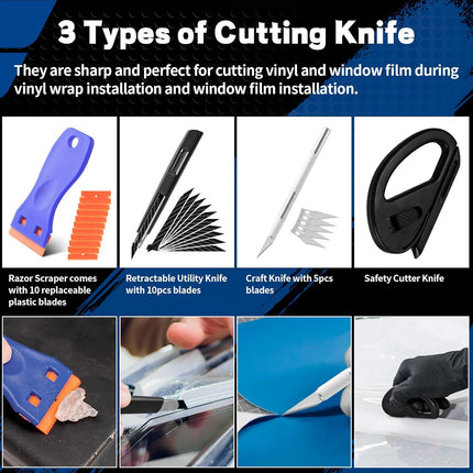 Car Wrap Tool Kit for Vinyl Wrap and Window Tinting