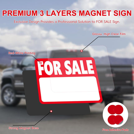 2-Pack Magnetic For Sale Vehicle Signs with Dry Erase Surface