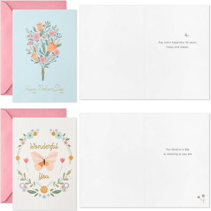 Mother's Day Cards Assortment, Flowers - 16 Cards with Envelopes