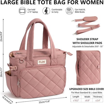Large Quilted Puffer Bible Bag with Shoulder Strap