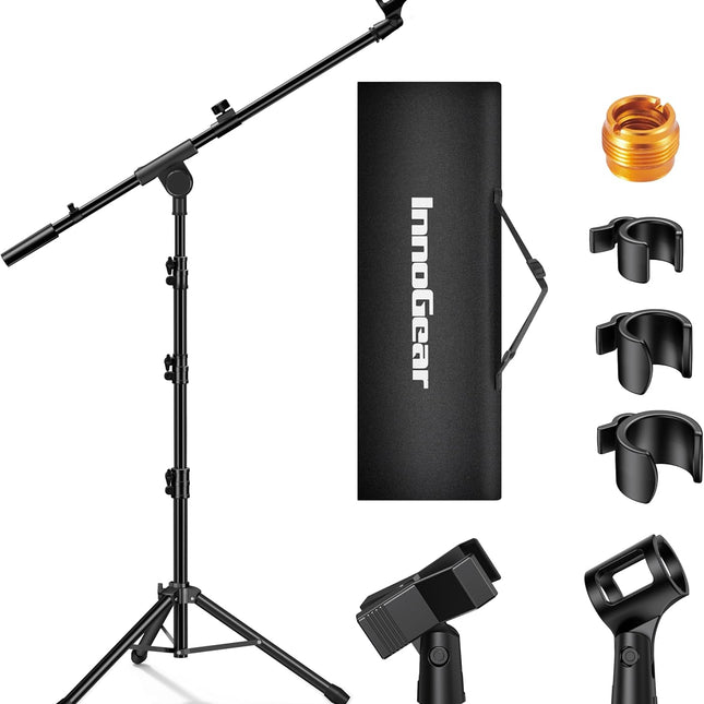 Microphone Stand, Tripod Boom Arm Floor Mic Stand