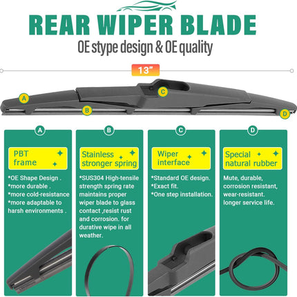 26" 18" 13" All-Weather Front & Rear Wiper Blade Set, Pack of 3