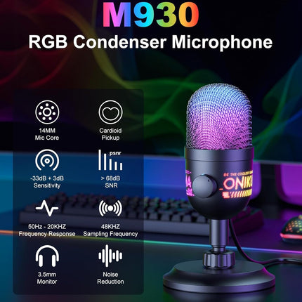 NexWave OndaNex USB Gaming Microphone, RGB Condenser Mic for PC PS4 PS5 Mac — Smart Tech
