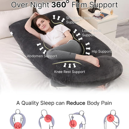 57 Inch Full Body Pregnancy Pillow with Washable Velvet Cover