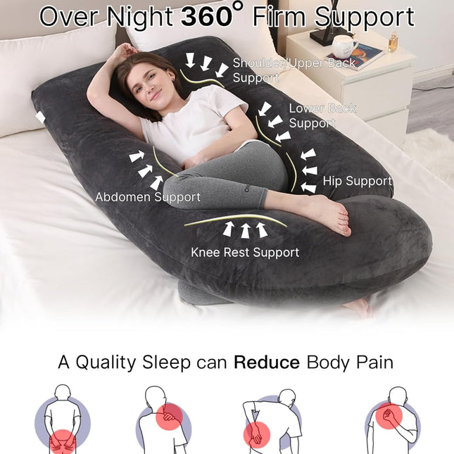 57 Inch Full Body Pregnancy Pillow with Washable Velvet Cover