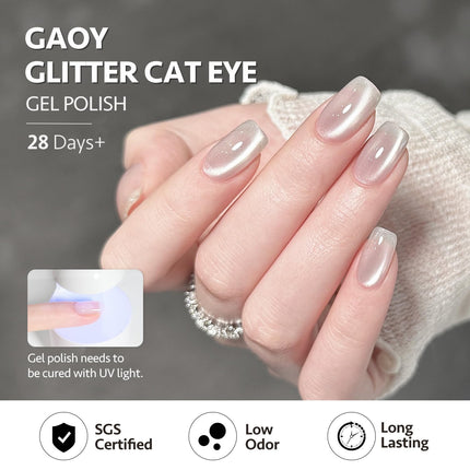 Glassy Cat Eye Gel Nail Polish, 16ml, Silvery Moonlight