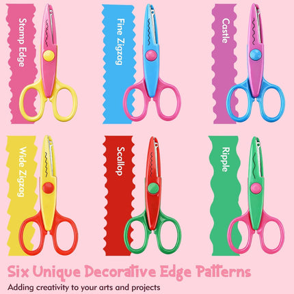 6pcs Craft Scissors, Decorative Edge for Scrapbook & School