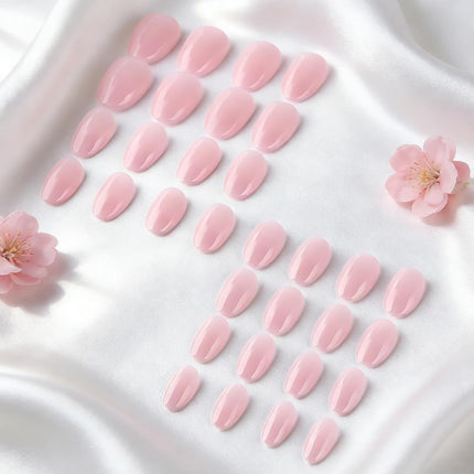 PawHaven RefugioPata Light Pink Press On Nails Short Almond Fake Nails Solid Color Glossy Full — Pet Supplies