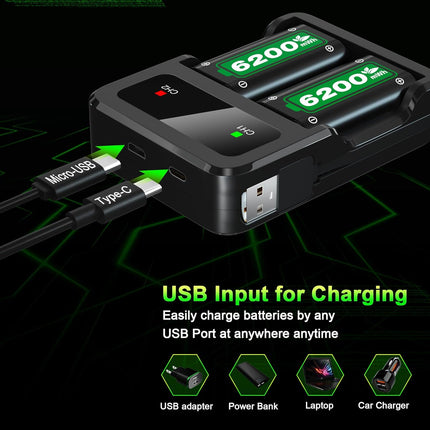 Rechargeable Battery Packs with Charger for Series X|S/One Controllers