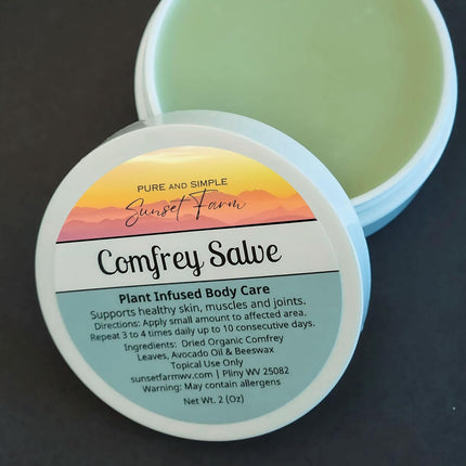Comfrey Salve, Organic Non-GMO Herbal Balm, 2 oz Jar