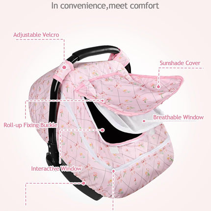 Infant Car Seat Cover with Mesh for Baby Girls