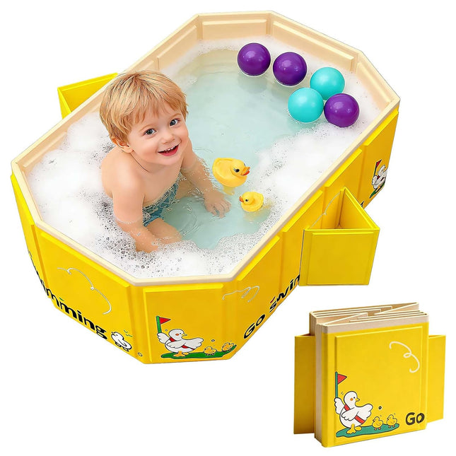 Collapsible Baby Bathtub, Portable Toddler Bathtub with Dual Drain, Age 1-5