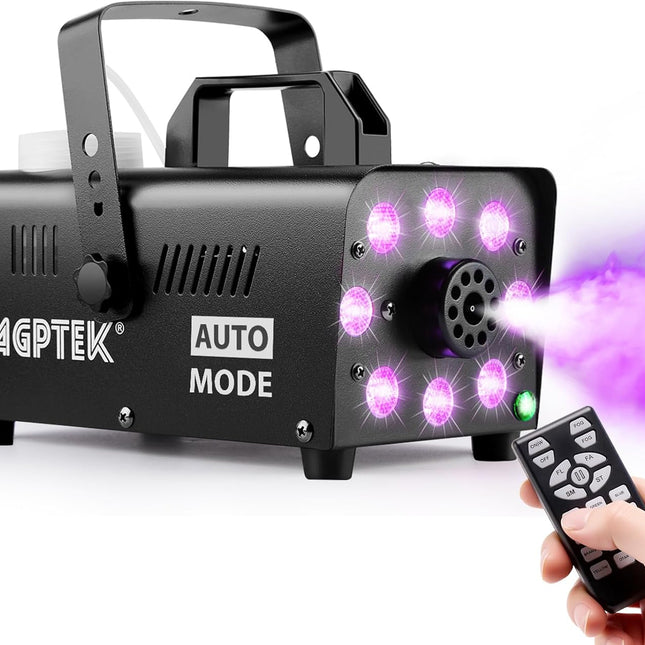 600W Fog Machine with 12-Color LED Lights and Wireless Remote
